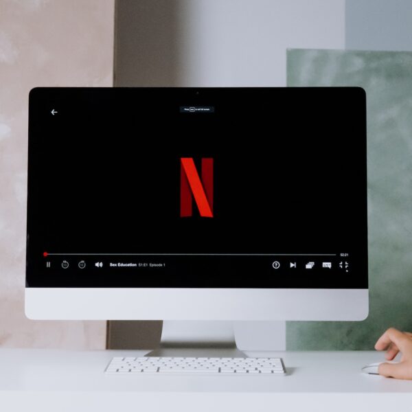 The Netflix logo on an iMac